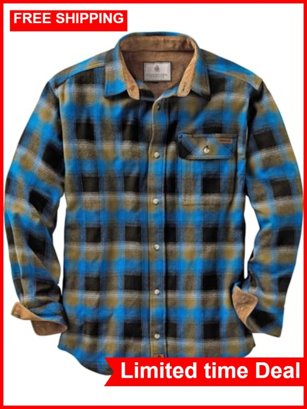 Men's Flannel Long Sleeve Button Down 100% Cotton Casual Shirt